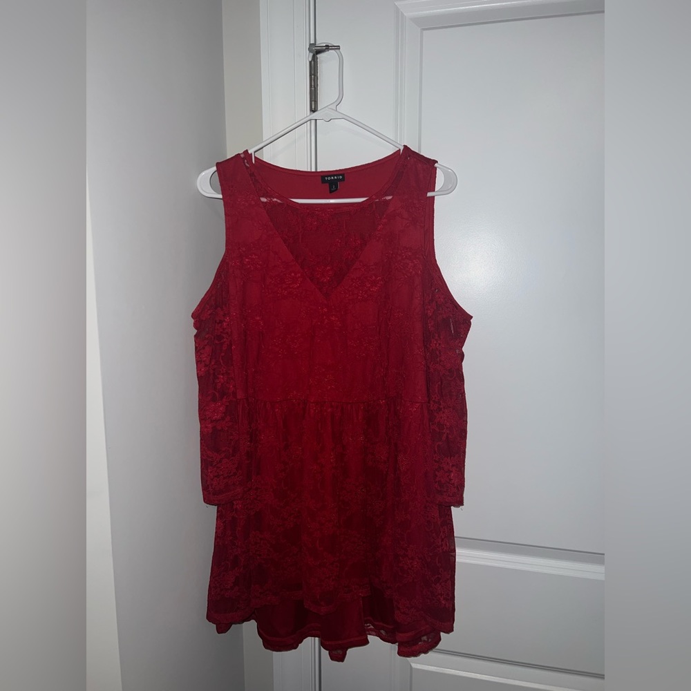 Torrid Red Lace Blouse